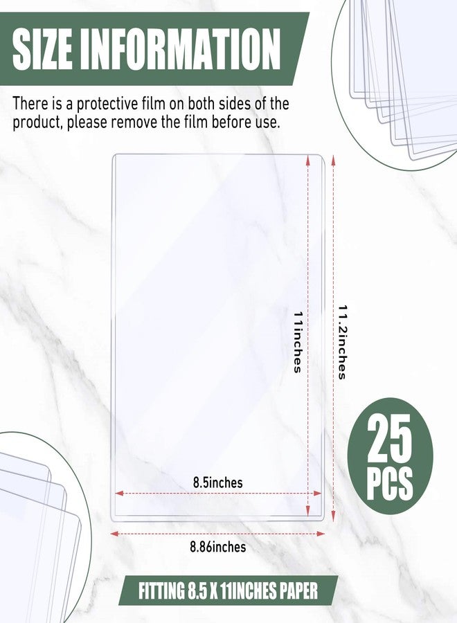 PQJSJDR Sheet Protectors 8.5 x 11,25 Pack Menu Rigid Print Protectors,Clear Waterproof Hard Plastic Page Sheet Protectors Paper Photo Sleeves Document Holder, Birth Certificate Protector (8.5"x11") - Image 2